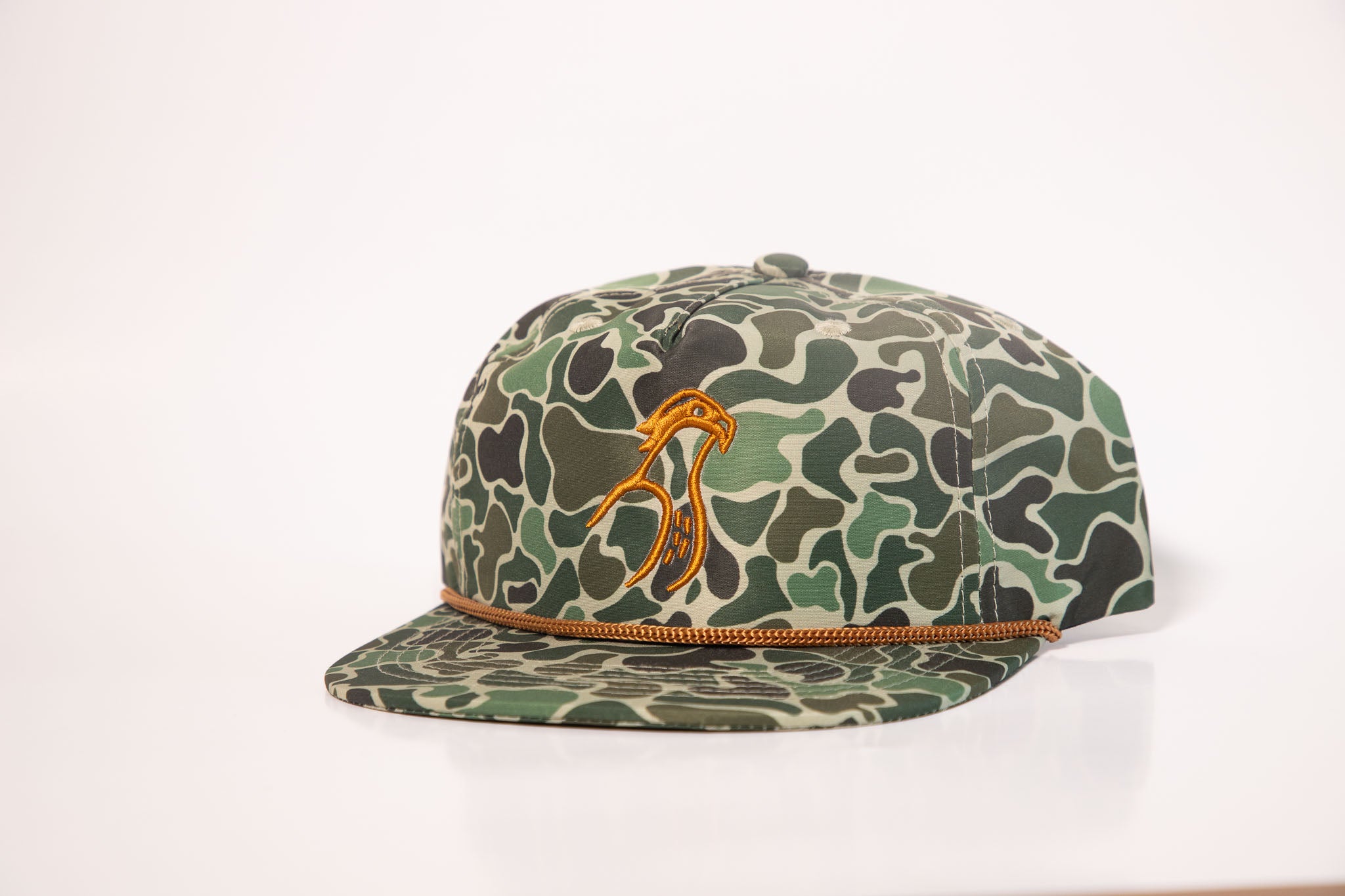Green Camo Rope Hat with gold osprey